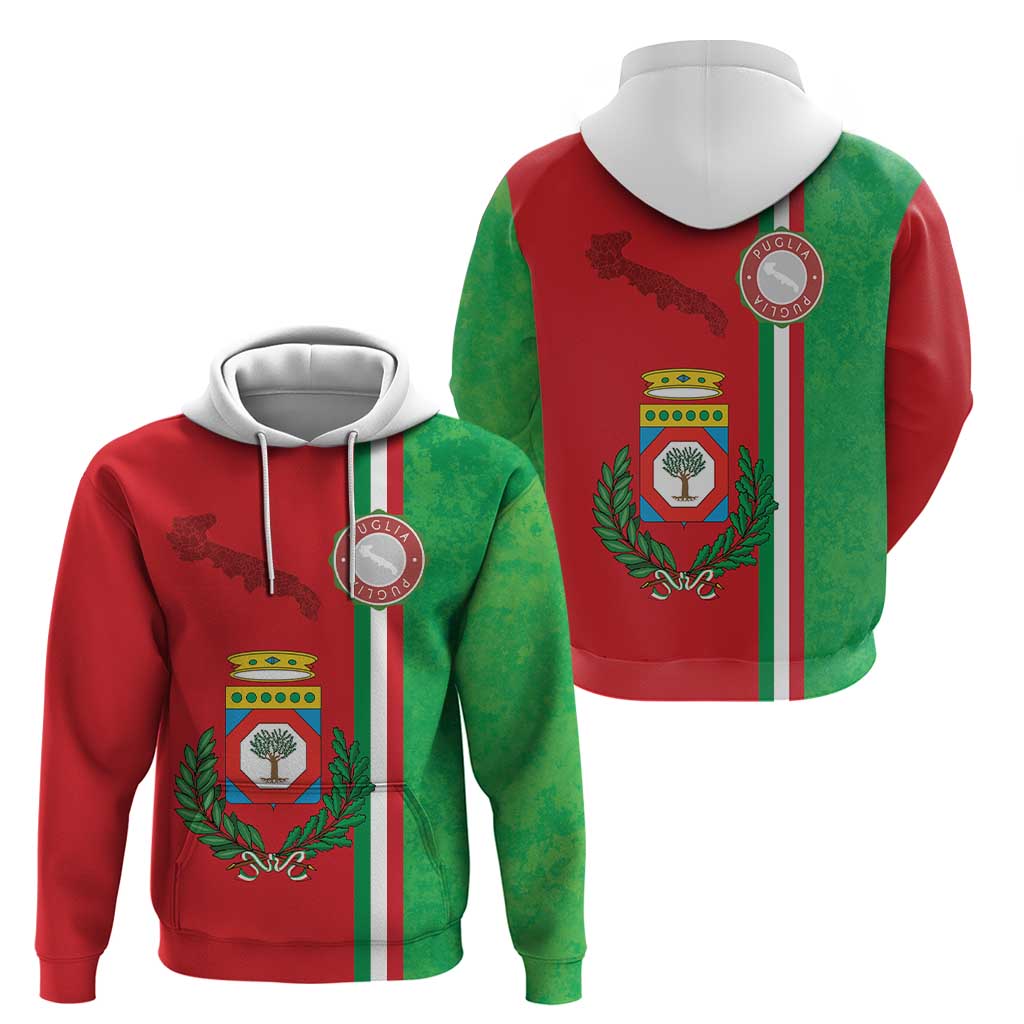 Italy Apulia Hoodie Map Of Apulia With Coat Of Arms LT19