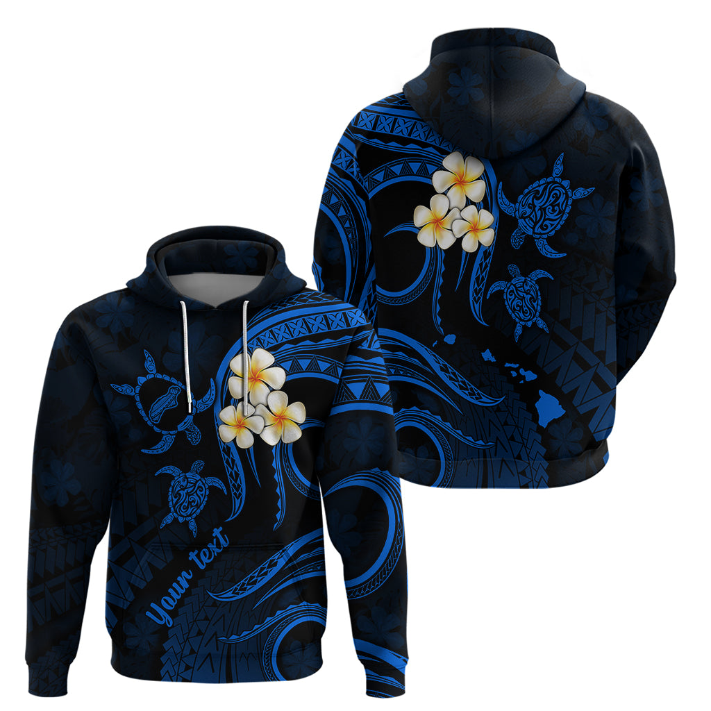 Personalised Niihau Hawaii Hoodie Polynesian Tattoo and Pacific Plumeria Blue Vibe LT9