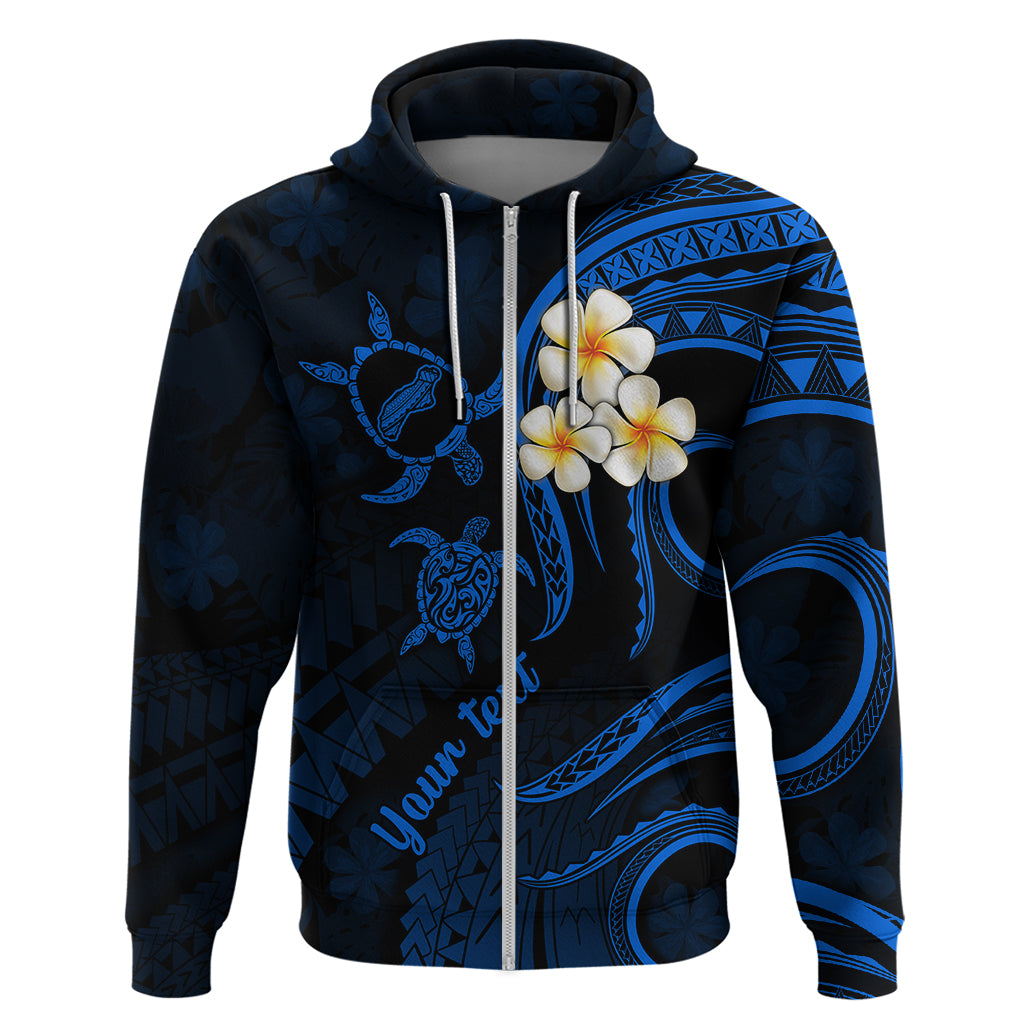 Personalised Niihau Hawaii Hoodie Polynesian Tattoo and Pacific Plumeria Blue Vibe LT9