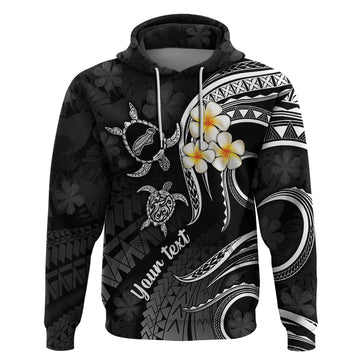 Personalised Niihau Hawaii Hoodie Polynesian Tattoo and Pacific Plumeria White Vibe LT9