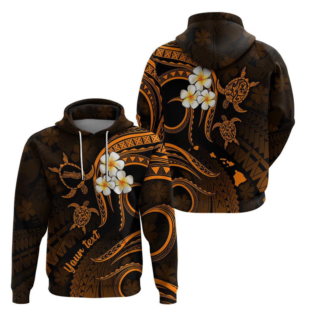 Personalised Molokai Hawaii Hoodie Polynesian Tattoo and Pacific Plumeria Gold Vibe LT9