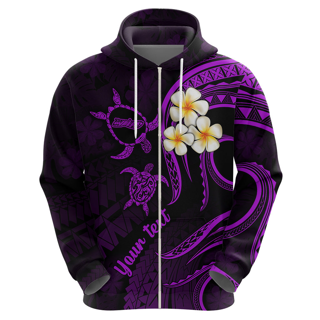 Personalised Molokai Hawaii Hoodie Polynesian Tattoo and Pacific Plumeria Purple Vibe LT9
