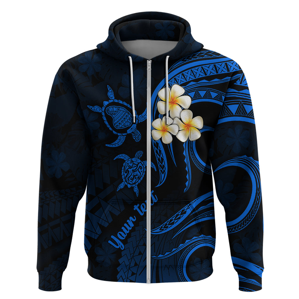 Personalised Lanai Hawaii Hoodie Polynesian Tattoo and Pacific Plumeria Blue Vibe LT9