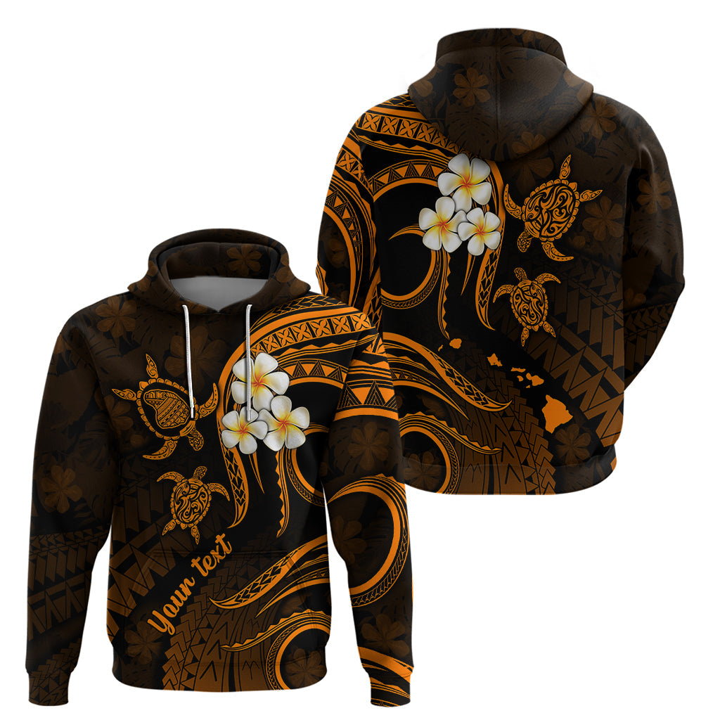 Personalised Lanai Hawaii Hoodie Polynesian Tattoo and Pacific Plumeria Gold Vibe LT9