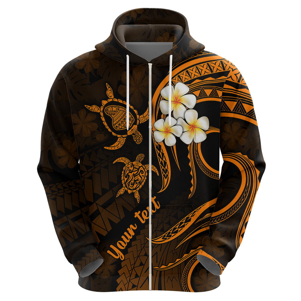 Personalised Lanai Hawaii Hoodie Polynesian Tattoo and Pacific Plumeria Gold Vibe LT9