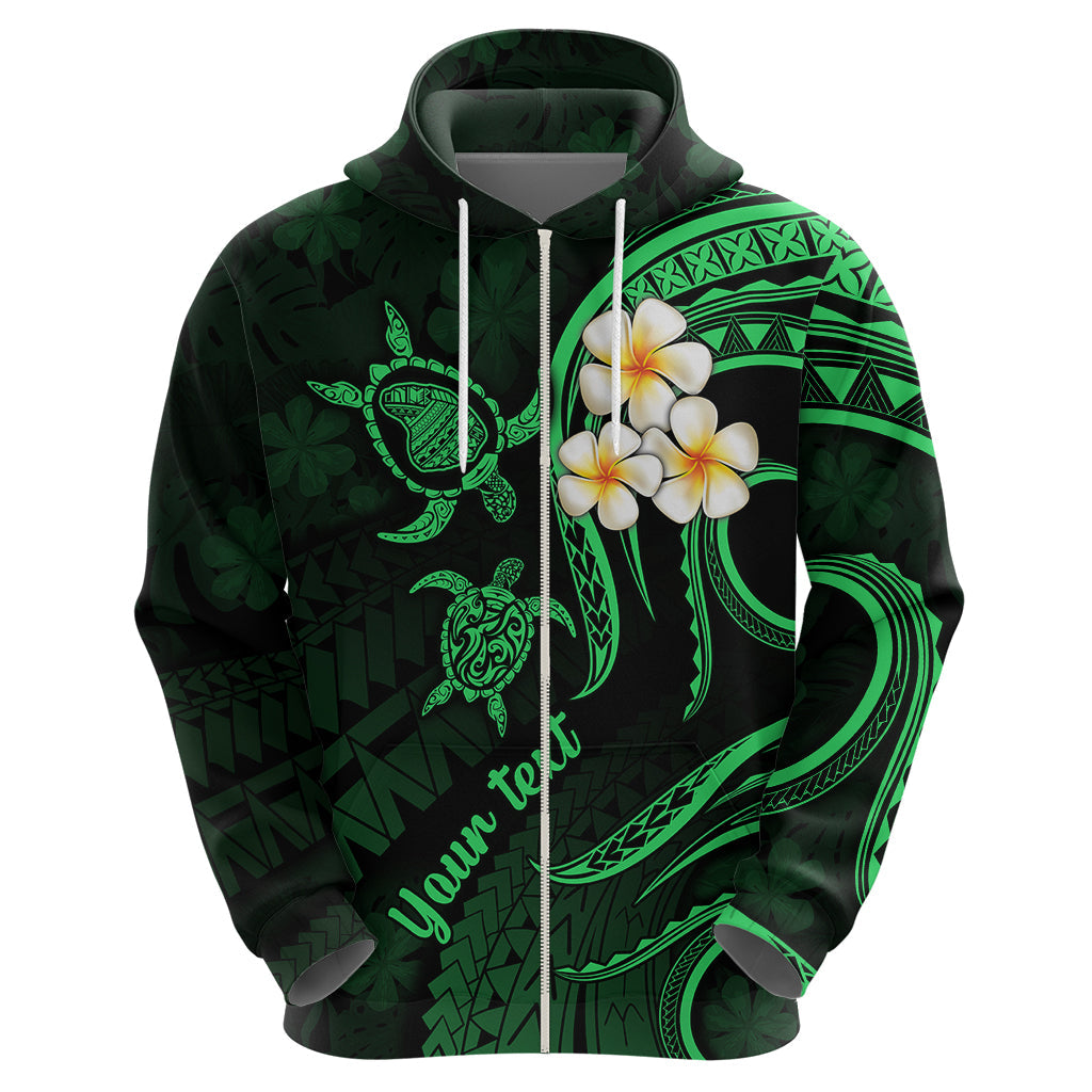 Personalised Lanai Hawaii Hoodie Polynesian Tattoo and Pacific Plumeria Green Vibe LT9