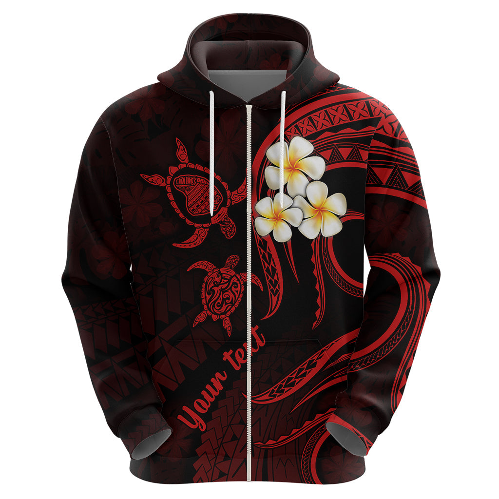 Personalised Lanai Hawaii Hoodie Polynesian Tattoo and Pacific Plumeria Red Vibe LT9