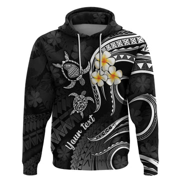 Personalised Lanai Hawaii Hoodie Polynesian Tattoo and Pacific Plumeria White Vibe LT9