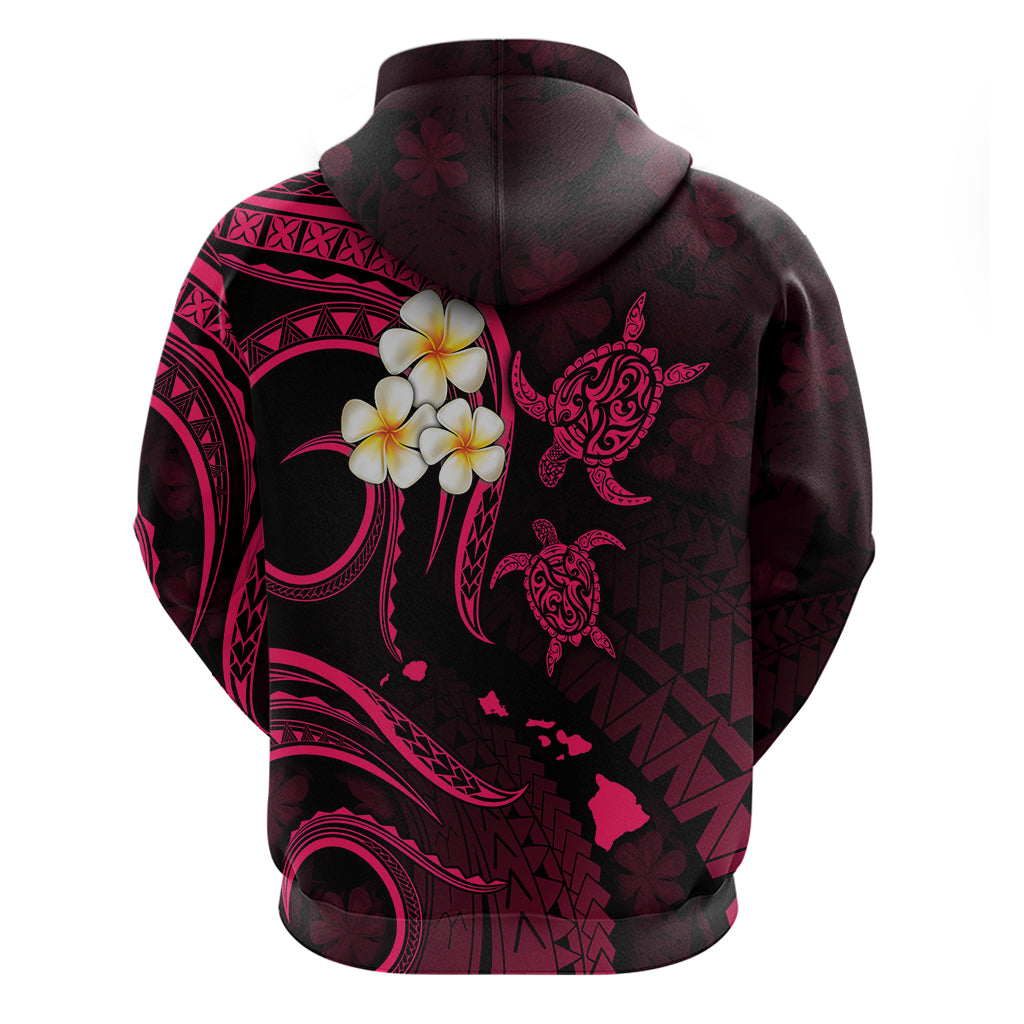 Personalised Kauai Hawaii Hoodie Polynesian Tattoo and Pacific Plumeria Pink Vibe LT9