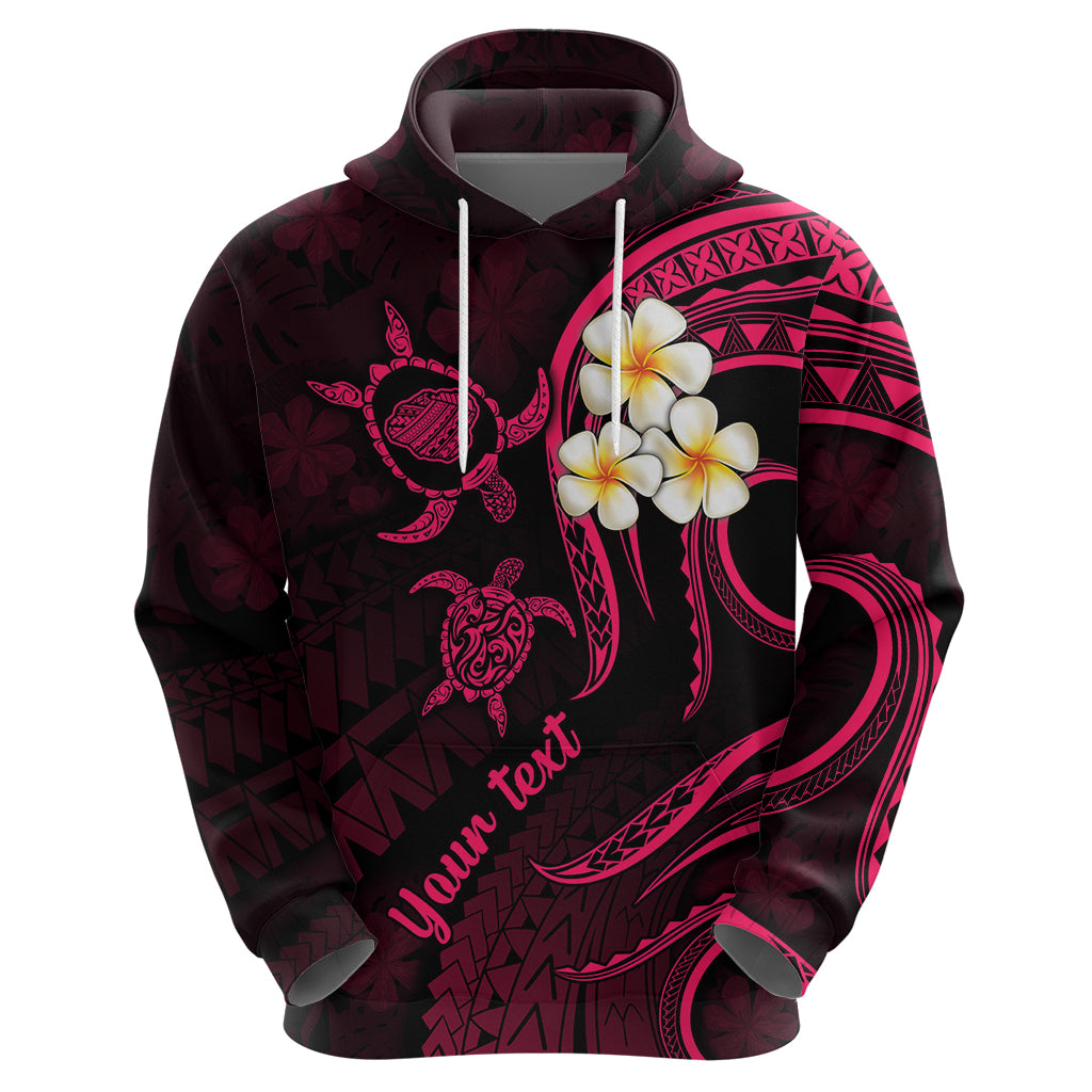 Personalised Kauai Hawaii Hoodie Polynesian Tattoo and Pacific Plumeria Pink Vibe LT9