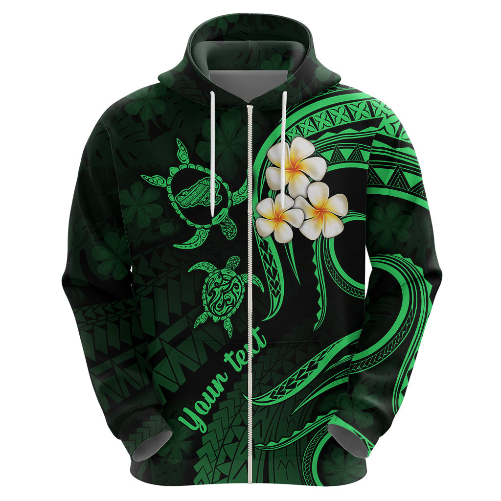 Personalised Kahoolawe Hawaii Hoodie Polynesian Tattoo and Pacific Plumeria Green Vibe LT9