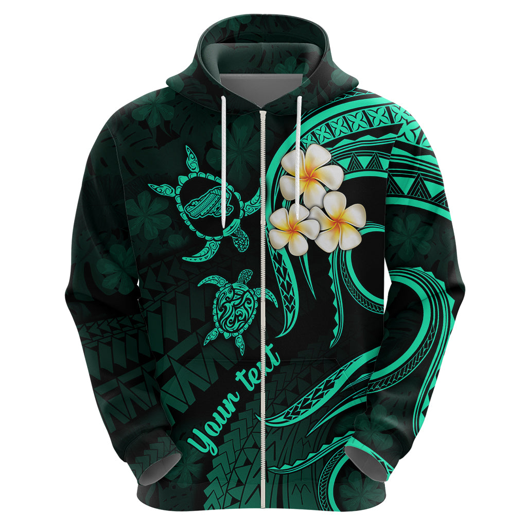 Personalised Kahoolawe Hawaii Hoodie Polynesian Tattoo and Pacific Plumeria Turquoise Vibe LT9