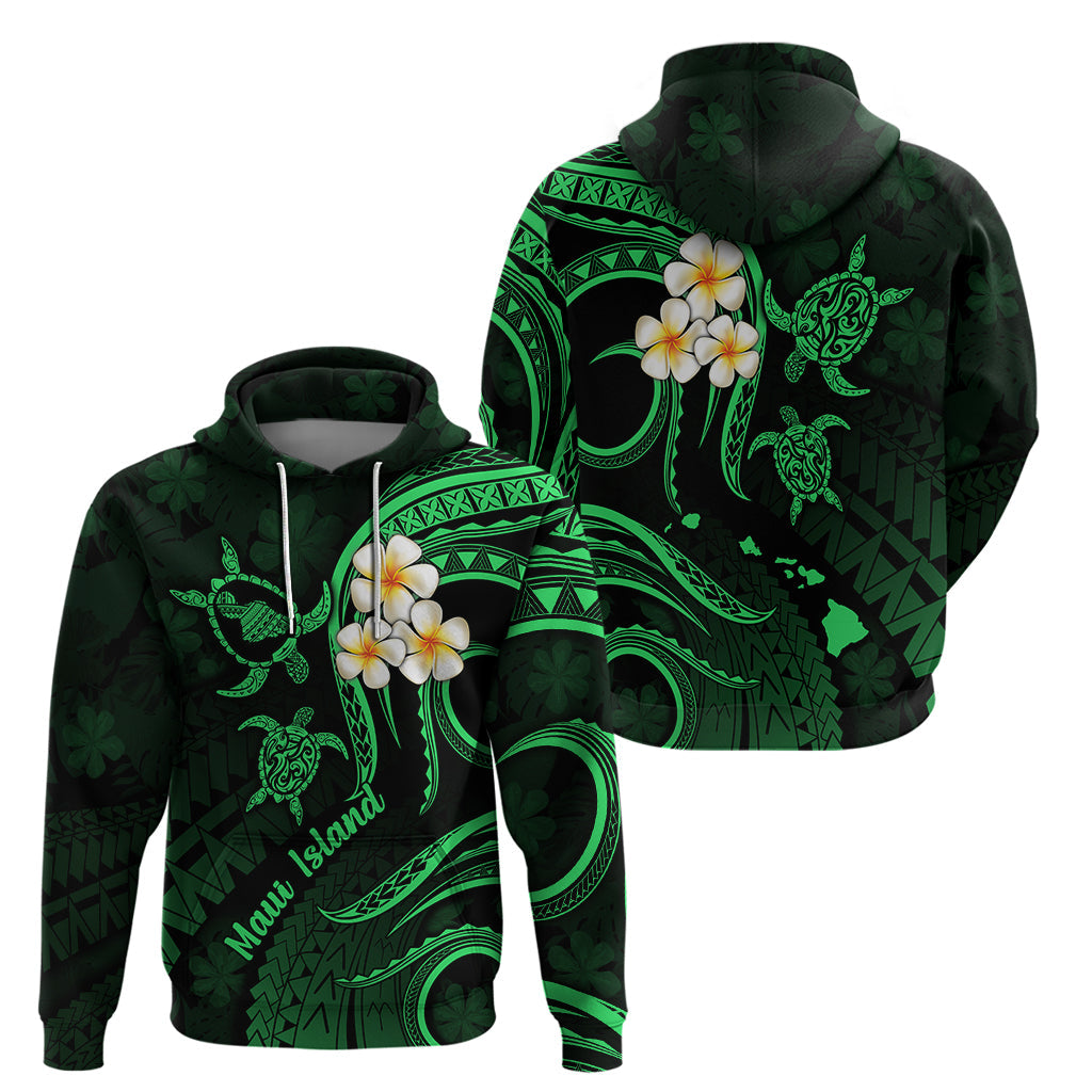 Hawaii Hoodie Maui Islands Pacific Plumeria Green Vibe LT9