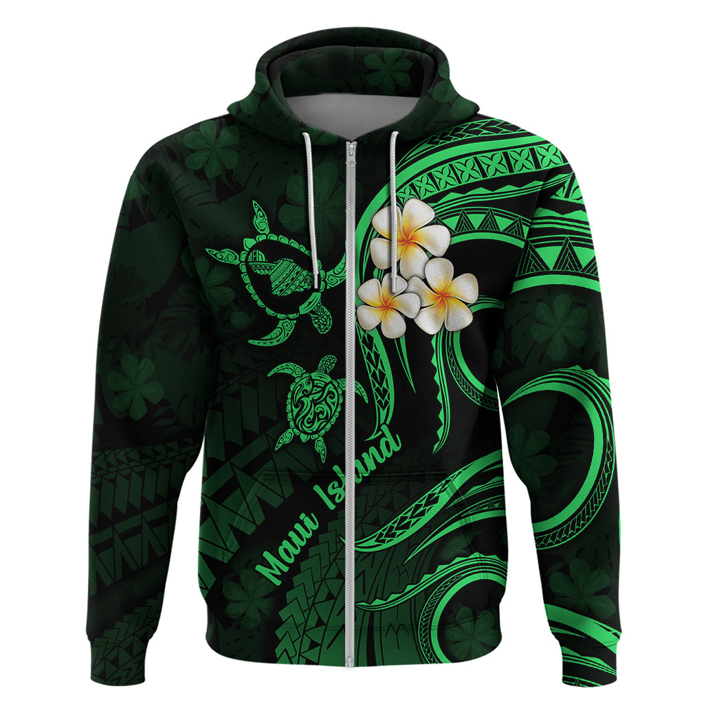 Hawaii Hoodie Maui Islands Pacific Plumeria Green Vibe LT9