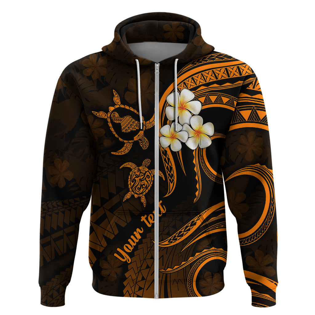 Personalised Maui Hawaii Hoodie Polynesian Tattoo and Pacific Plumeria Gold Vibe LT9