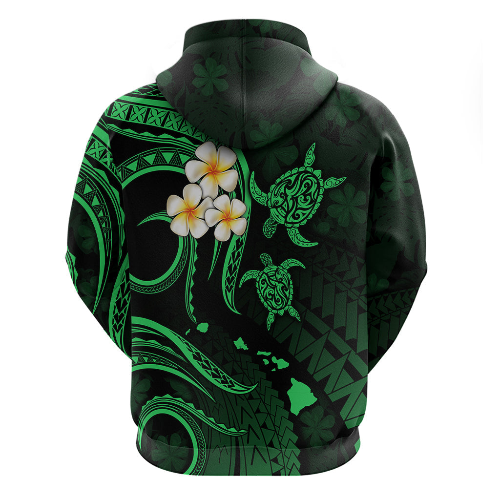 Personalised Maui Hawaii Hoodie Polynesian Tattoo and Pacific Plumeria Green Vibe LT9