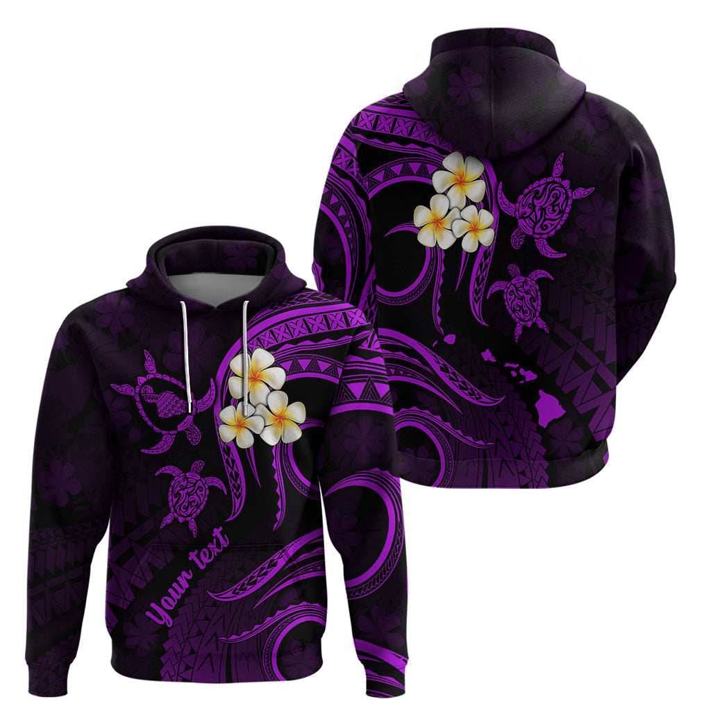 Personalised Maui Hawaii Hoodie Polynesian Tattoo and Pacific Plumeria Purple Vibe LT9