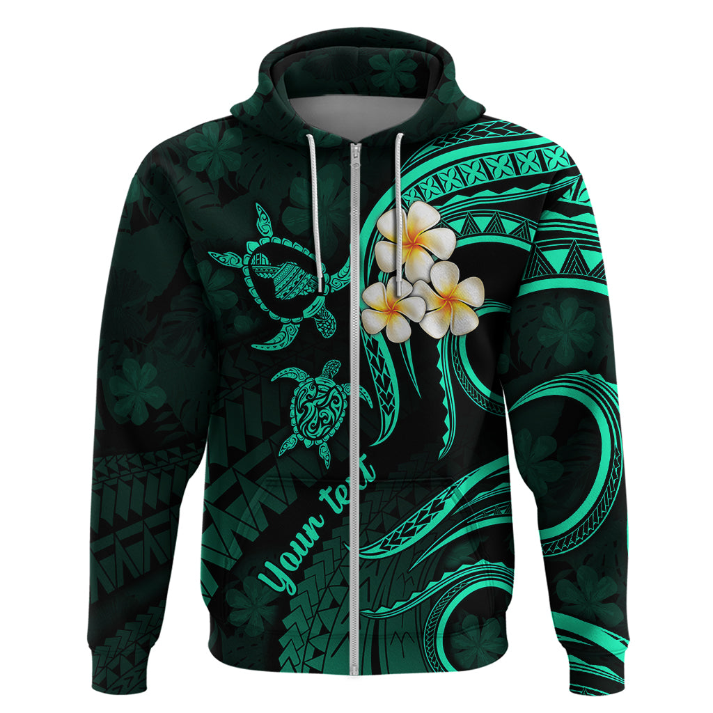 Personalised Maui Hawaii Hoodie Polynesian Tattoo and Pacific Plumeria Turquoise Vibe LT9
