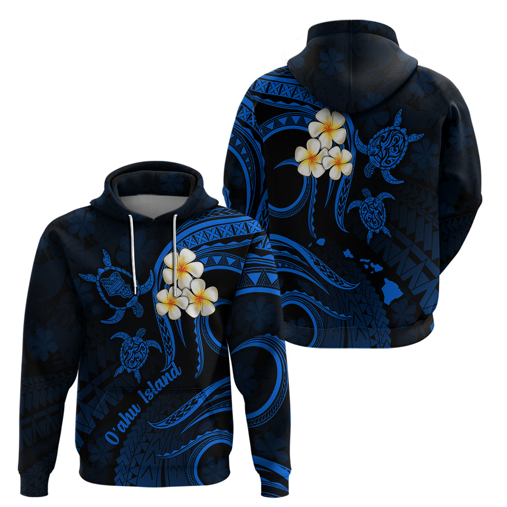 Hawaii Hoodie Oahu Islands Pacific Plumeria Blue Vibe LT9