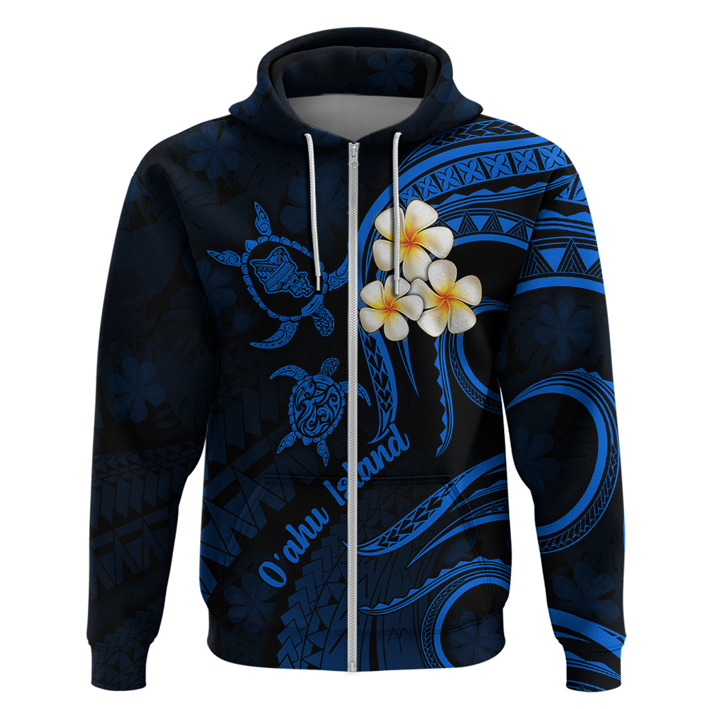 Hawaii Hoodie Oahu Islands Pacific Plumeria Blue Vibe LT9