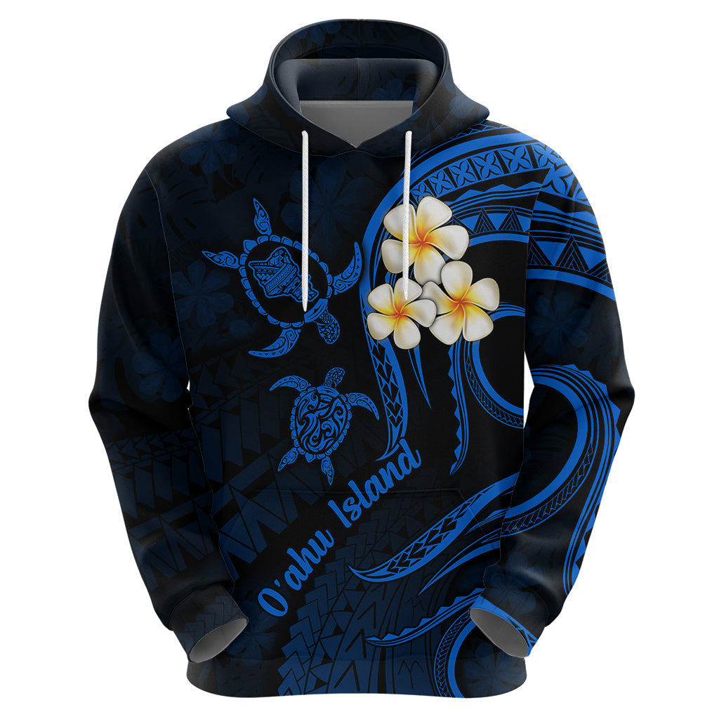 Hawaii Hoodie Oahu Islands Pacific Plumeria Blue Vibe LT9