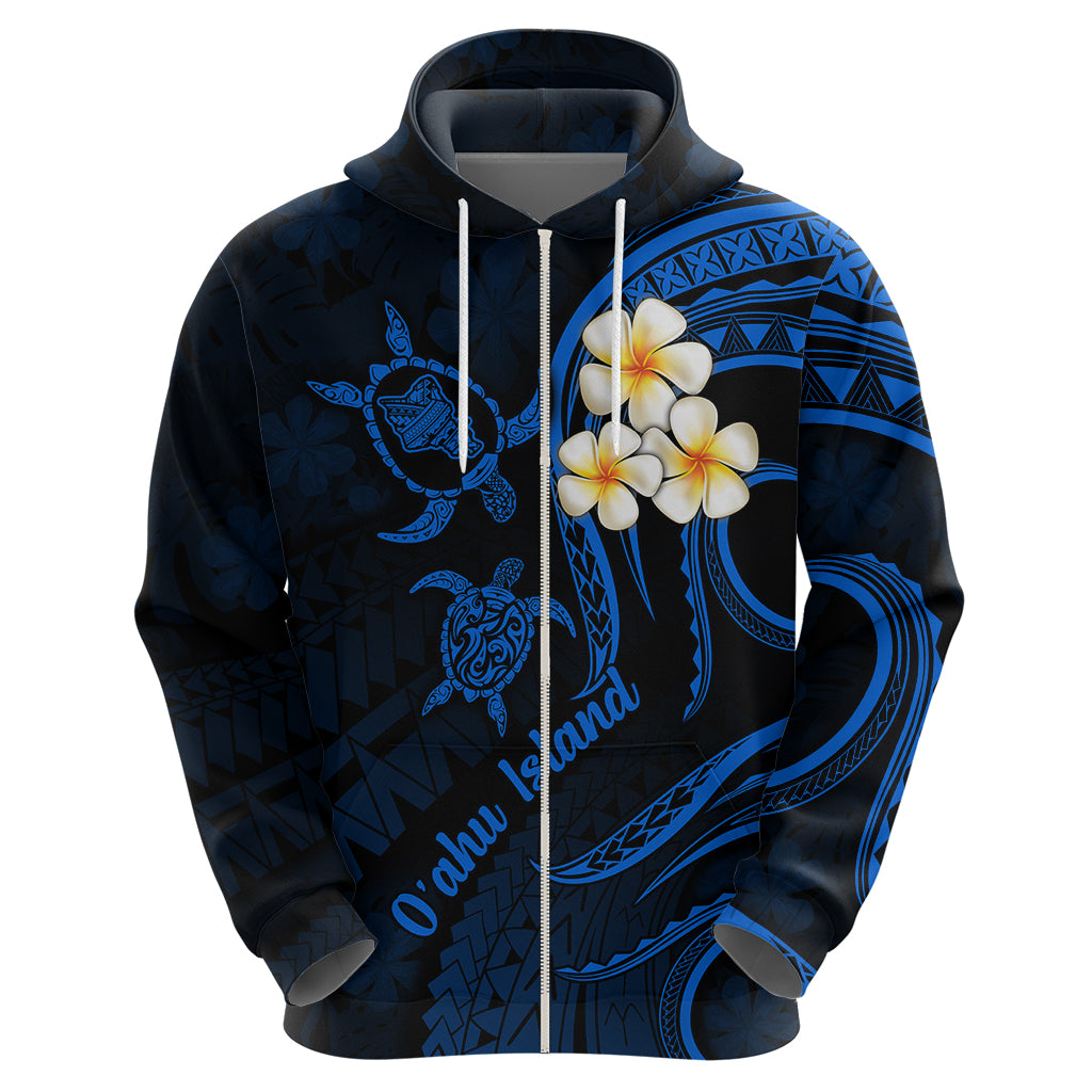 Hawaii Hoodie Oahu Islands Pacific Plumeria Blue Vibe LT9