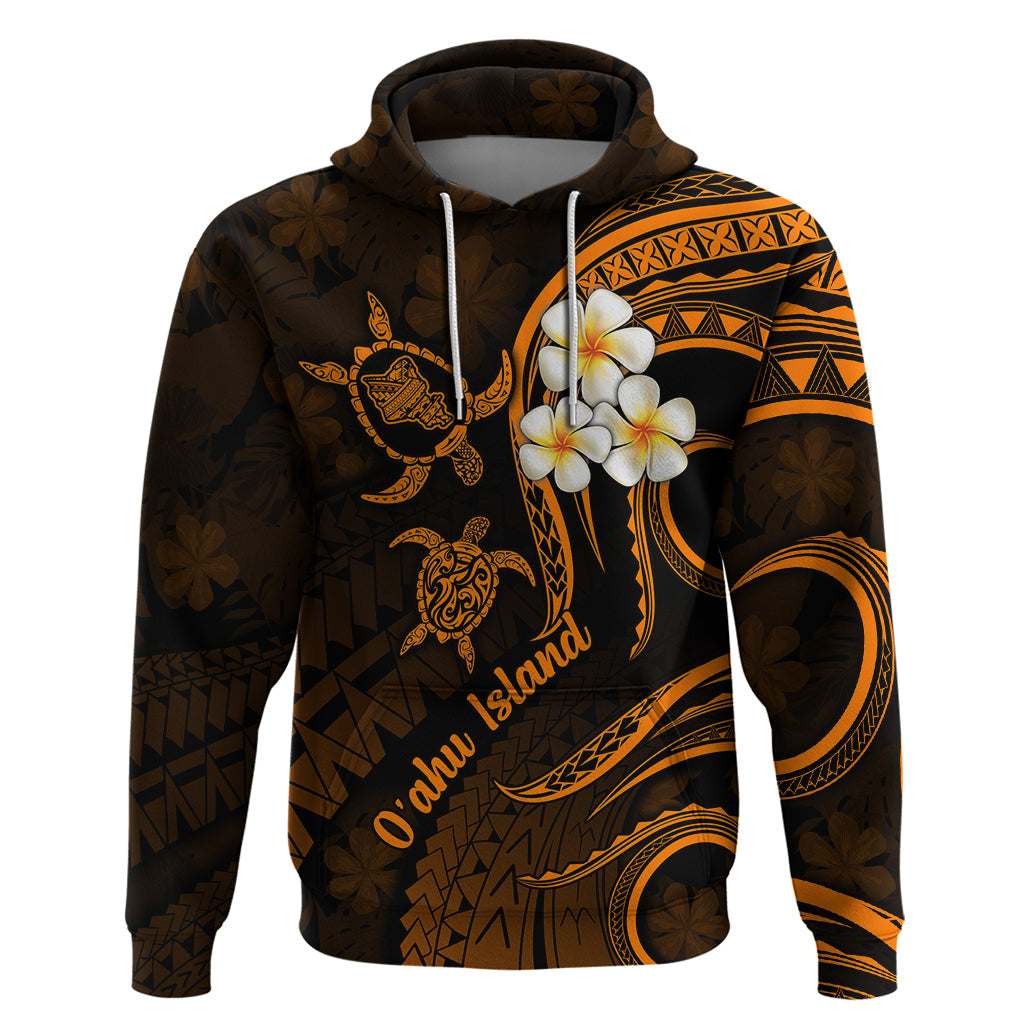 Hawaii Hoodie Oahu Islands Pacific Plumeria Gold Vibe LT9