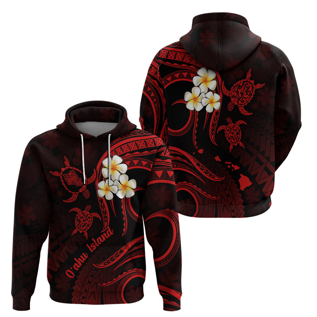 Hawaii Hoodie Oahu Islands Pacific Plumeria Red Vibe LT9