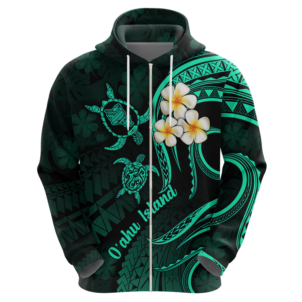 Hawaii Hoodie Oahu Islands Pacific Plumeria Turquoise Vibe LT9