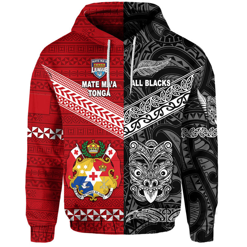 Mate Maa Tonga Ngatu And New Zealand Maori All Black Aboriginal Hoodie Rugby Together LT8