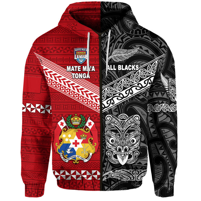 Mate Maa Tonga Ngatu And New Zealand Maori All Black Aboriginal Hoodie Rugby Together LT8