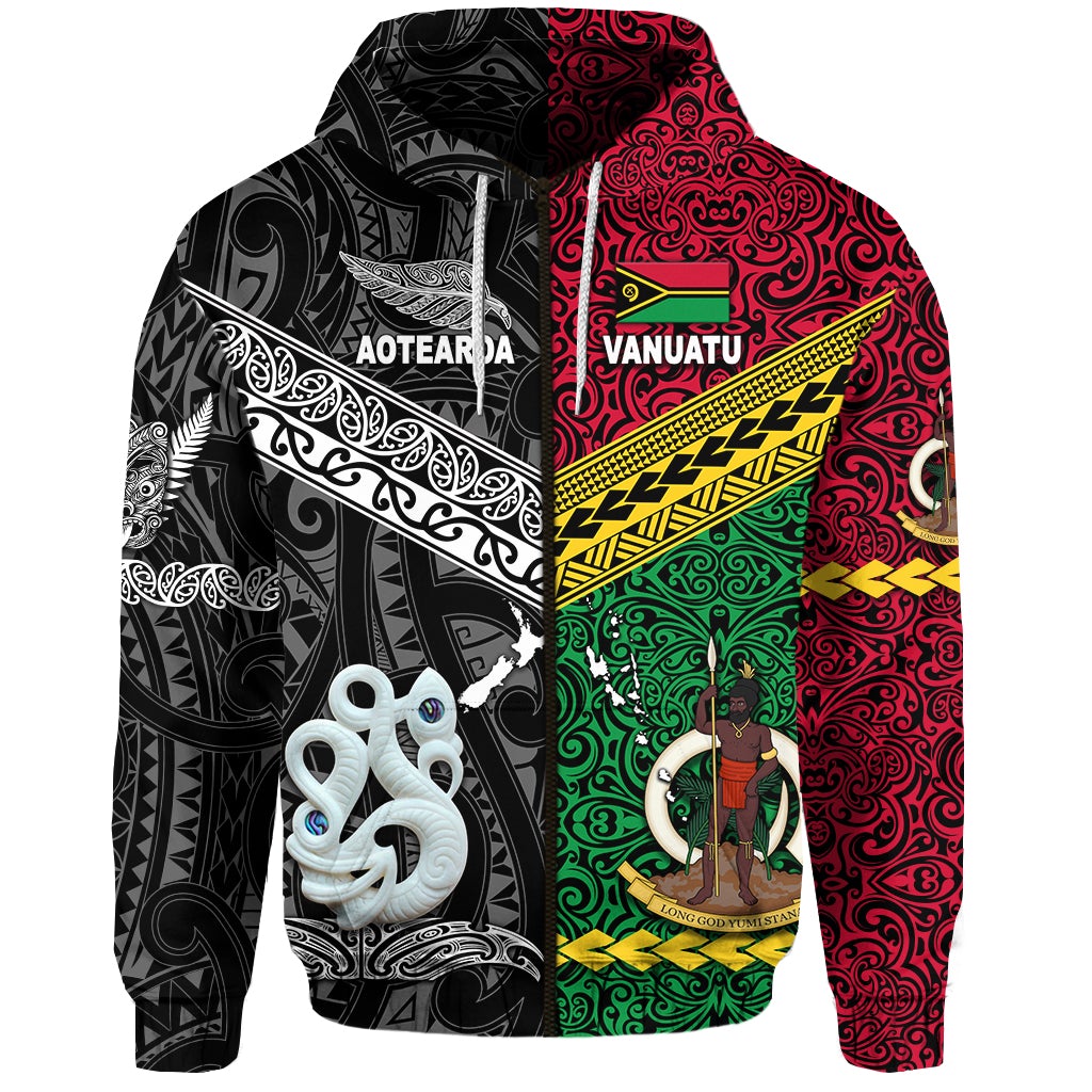 Vanuatu New Zealand Zip Hoodie Together Black LT8