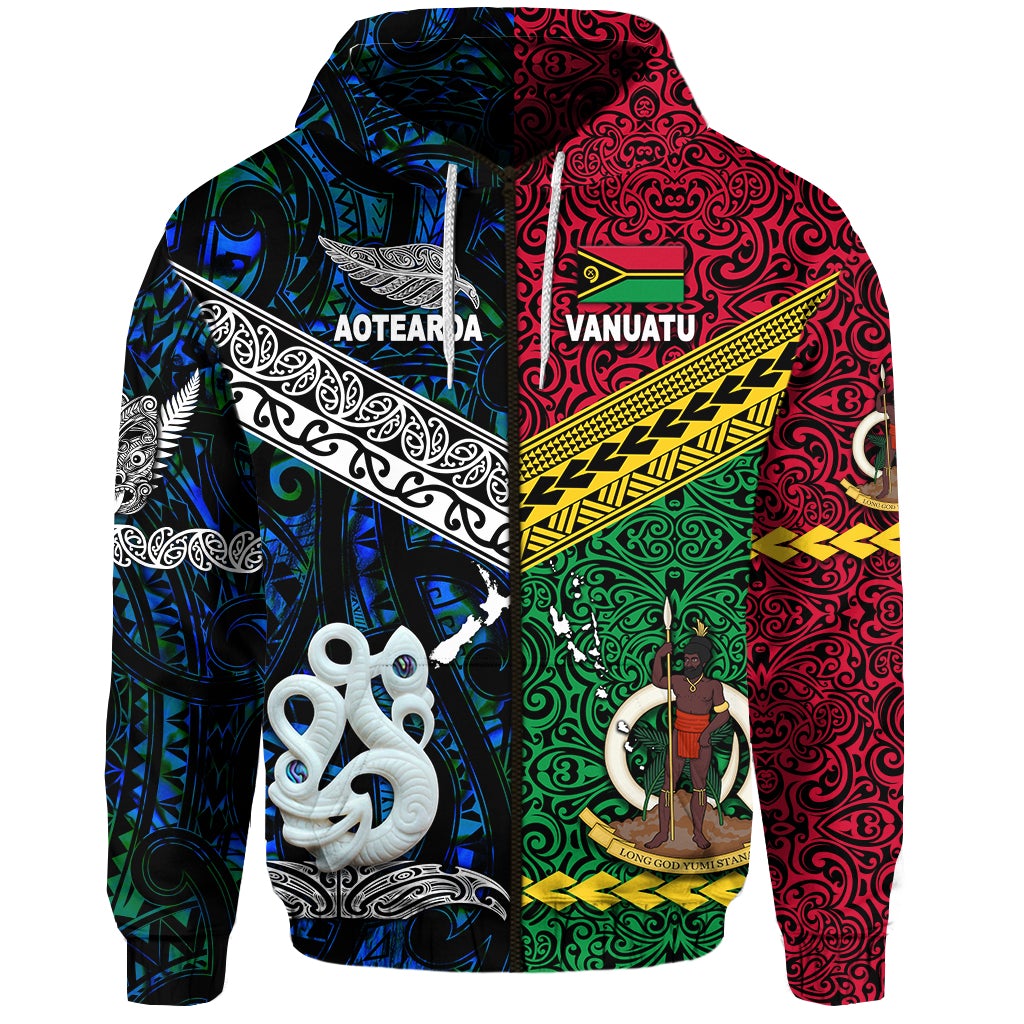 Vanuatu New Zealand Zip Hoodie Together Blue LT8