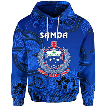Samoa Manu Hoodie Rugby Unique Style Full Blue LT8