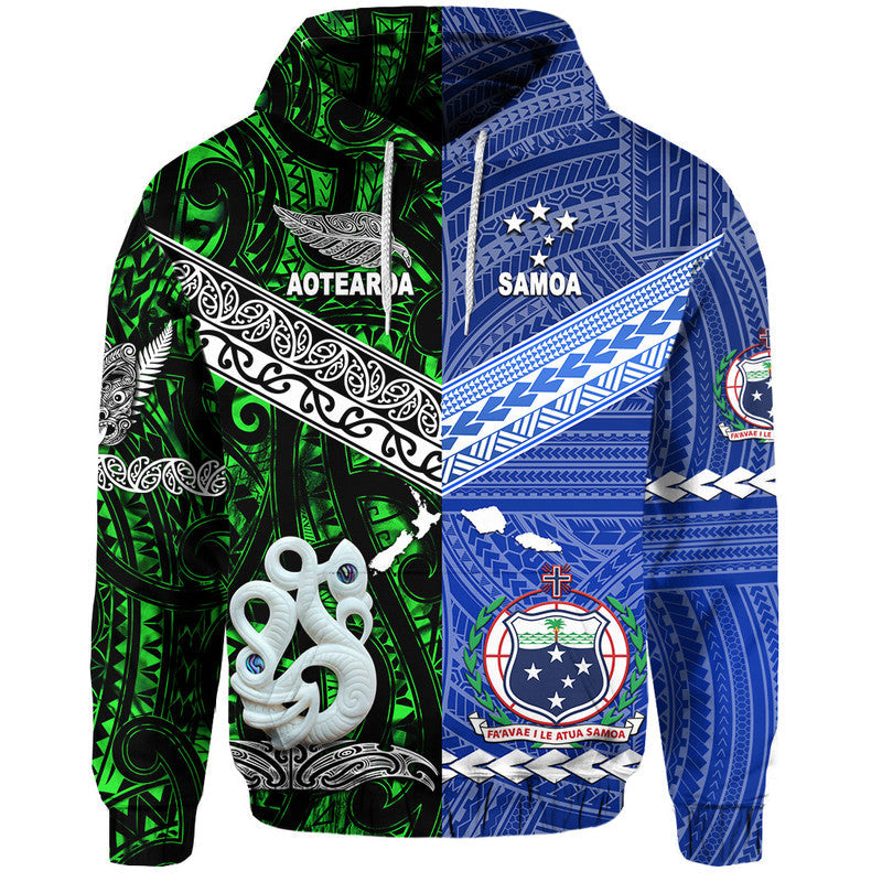 Samoa and New Zealand Hoodie Together Green LT8