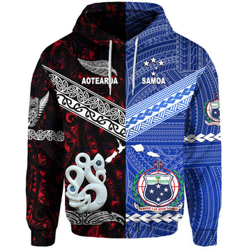 Samoa and New Zealand Hoodie Together Red LT8