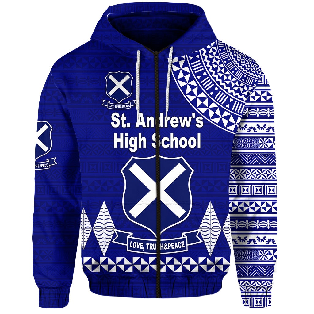 St. andrews High School Zip Hoodie Simple Style LT8