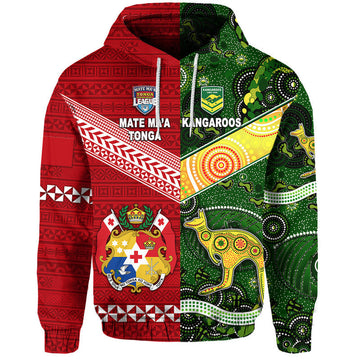 Mate Maa Tonga Ngatu And Australia Kangaroos Aboriginal Hoodie Rugby Together LT8