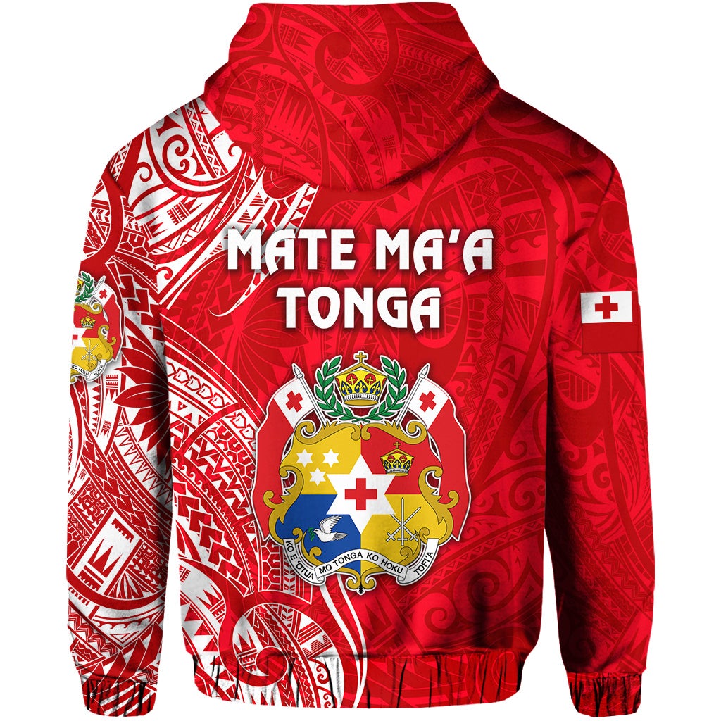 Tonga Hoodie Coat Of Arms Simple Vibes Bright Red LT8