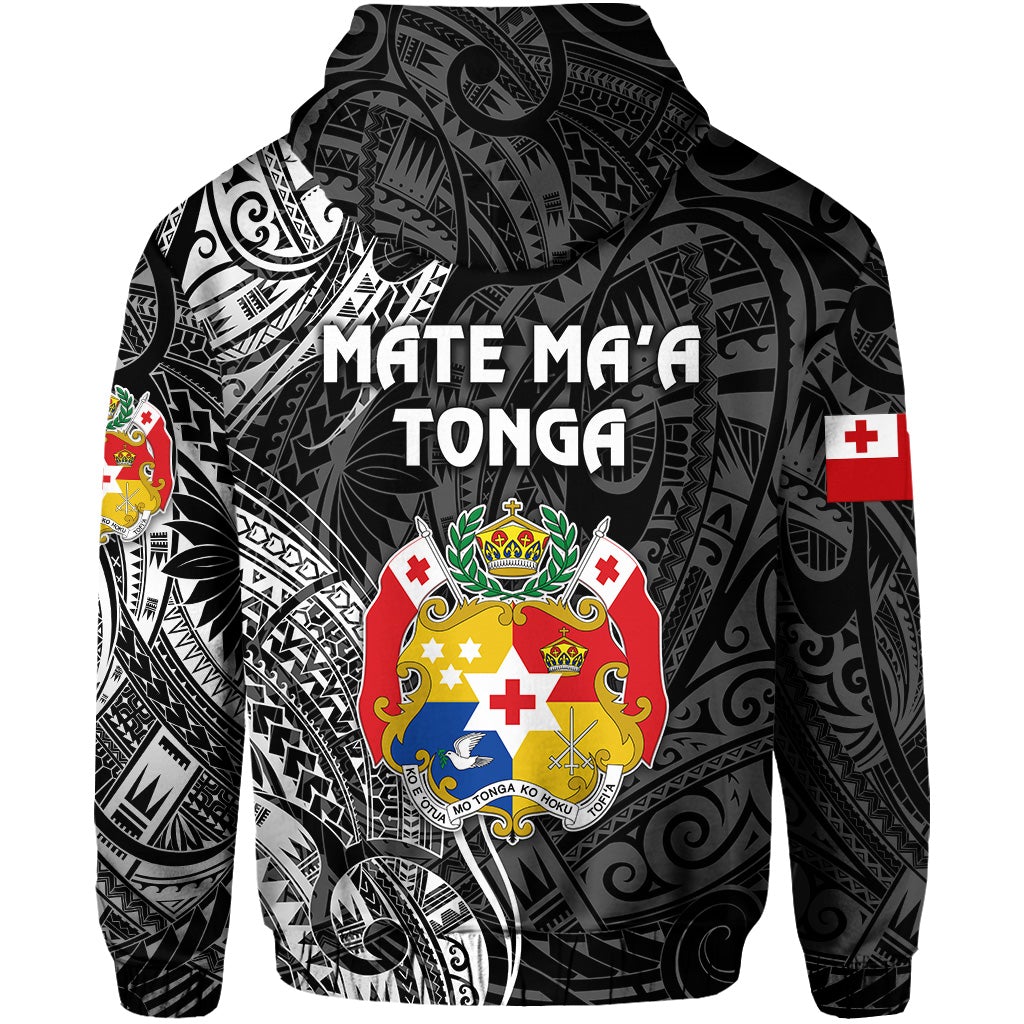 Tonga Zip Hoodie Coat Of Arms Simple Vibes Black LT8