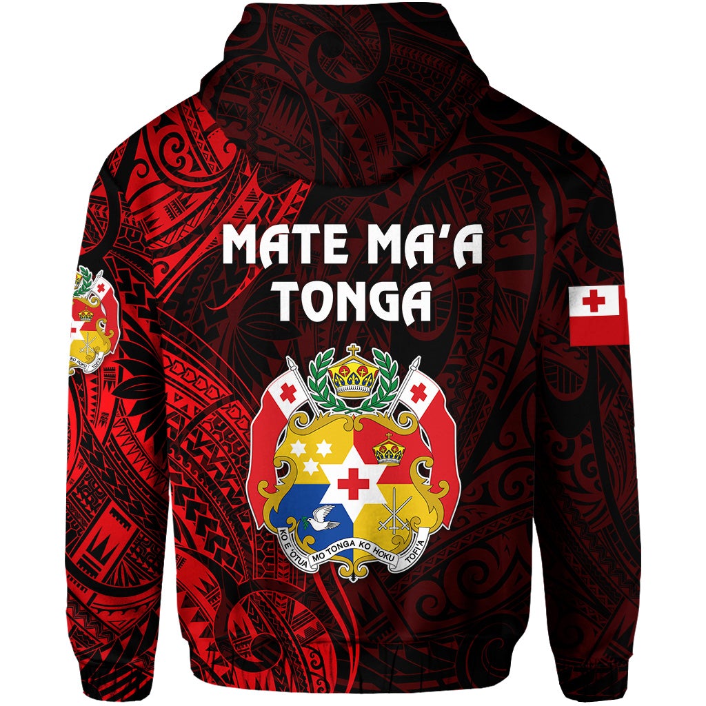 Tonga Zip Hoodie Coat Of Arms Simple Vibes Red LT8