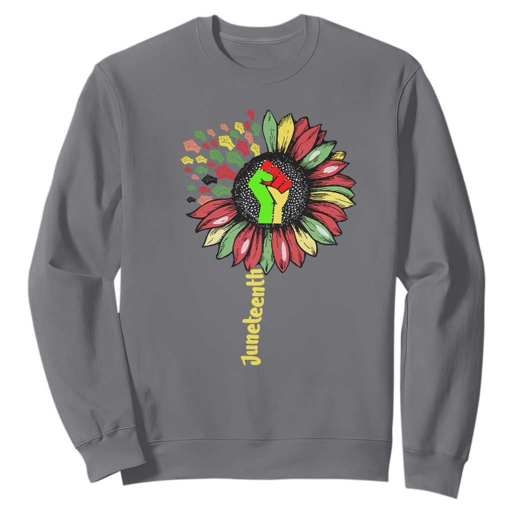 Juneteenth Sweatshirt Sunflower with Raised Fist Black History African American TS01