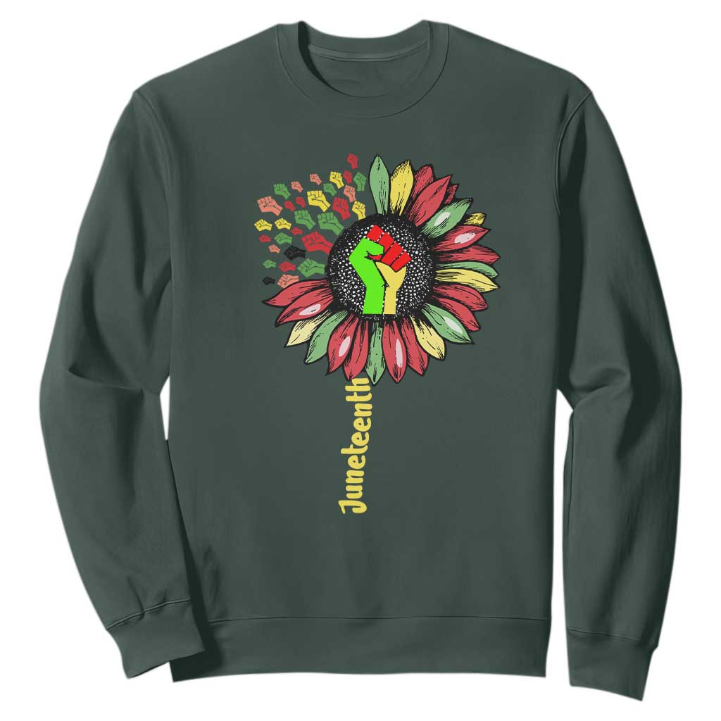 Juneteenth Sweatshirt Sunflower with Raised Fist Black History African American TS01