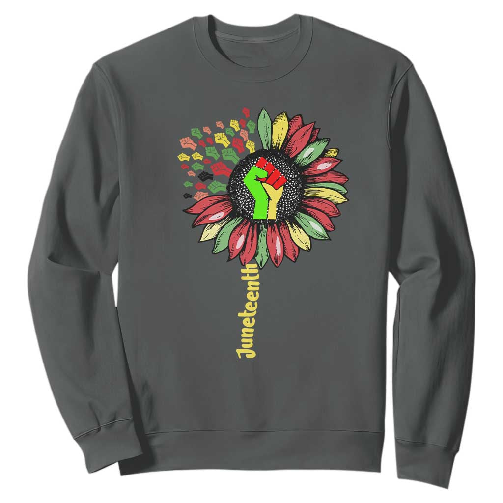 Juneteenth Sweatshirt Sunflower with Raised Fist Black History African American TS01