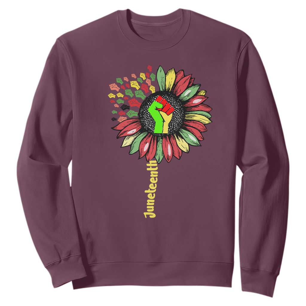 Juneteenth Sweatshirt Sunflower with Raised Fist Black History African American TS01