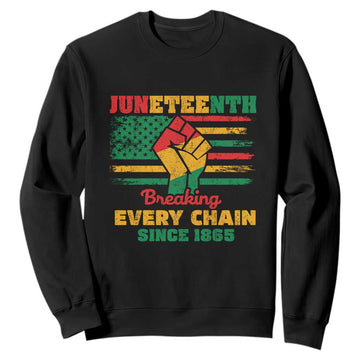 Juneteenth Sweatshirt Breaking Every Chain Since 1865 American Flag TS01