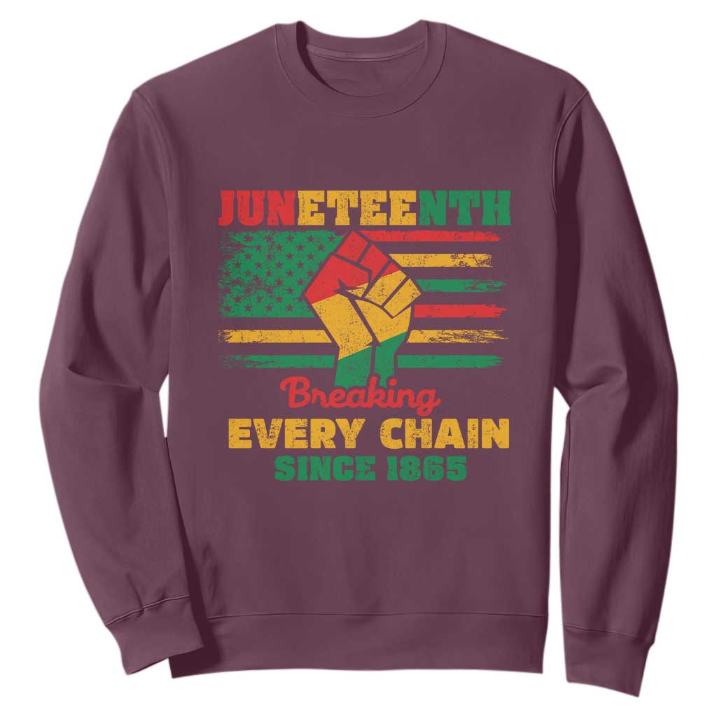 Juneteenth Sweatshirt Breaking Every Chain Since 1865 American Flag TS01
