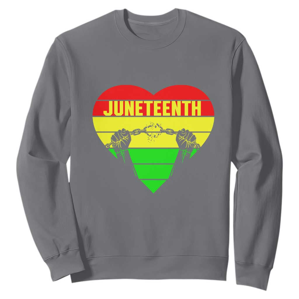 Juneteenth Sweatshirt Breaking Every Chain BHM Heart TS01