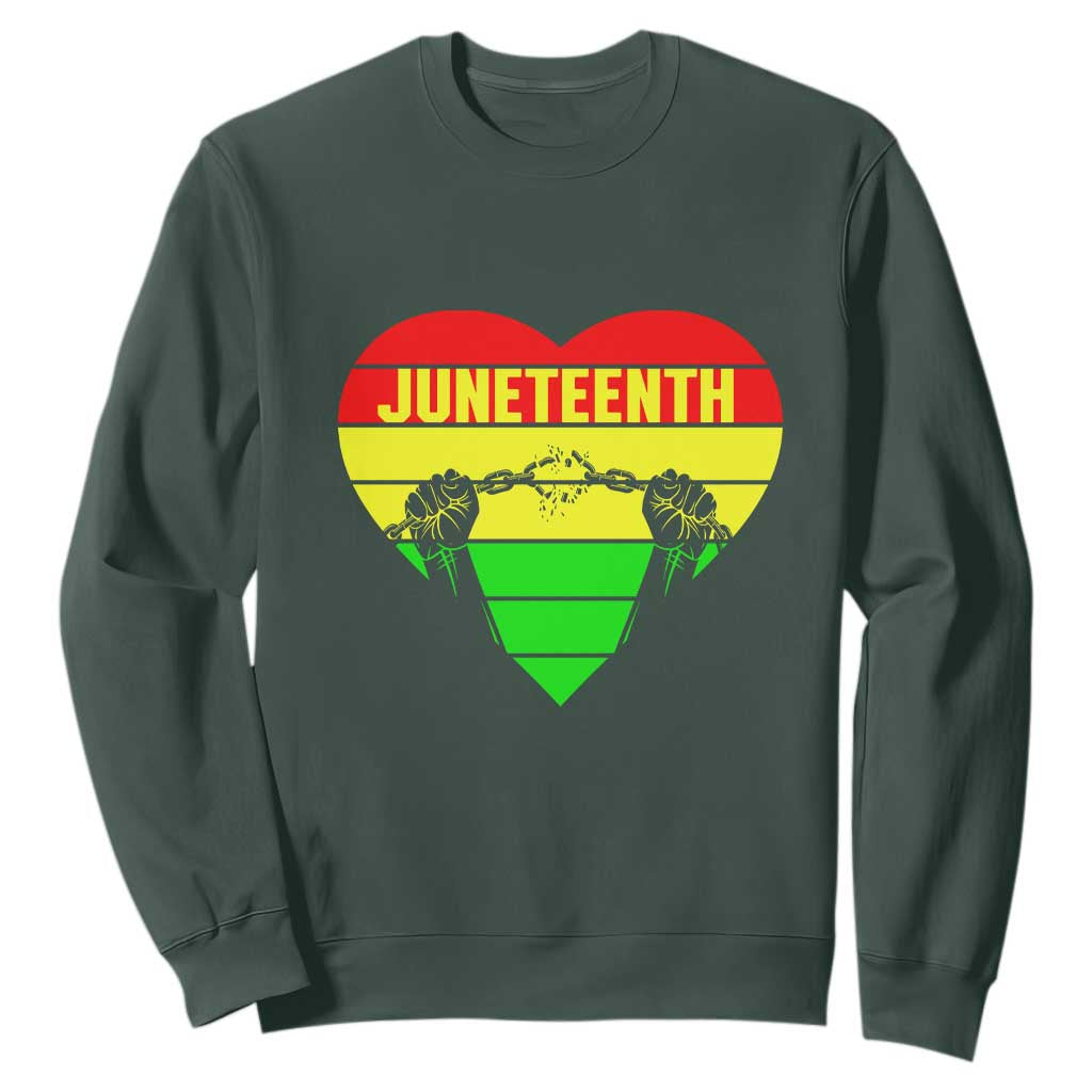 Juneteenth Sweatshirt Breaking Every Chain BHM Heart TS01