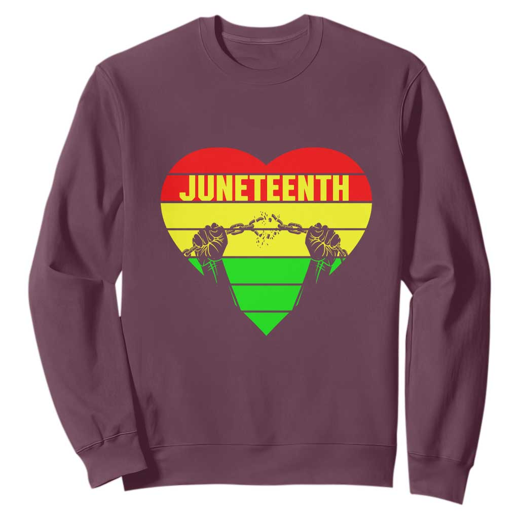 Juneteenth Sweatshirt Breaking Every Chain BHM Heart TS01